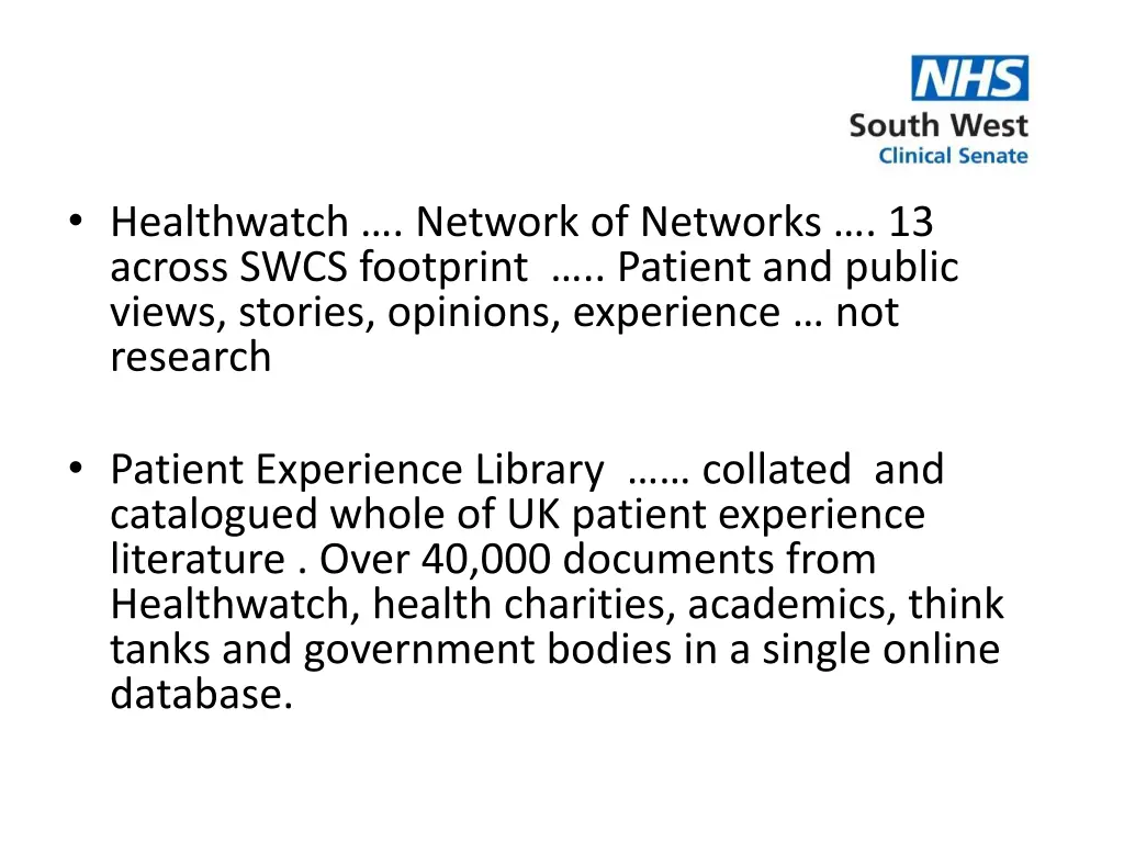 healthwatch network of networks 13 across swcs