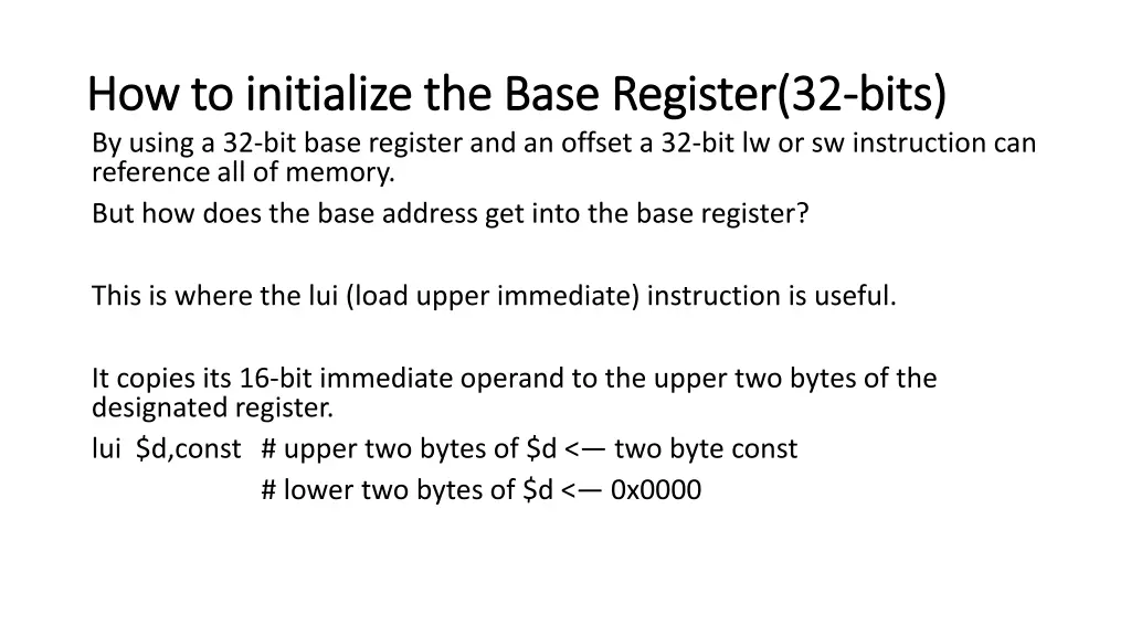 how how to to initialize initialize the base