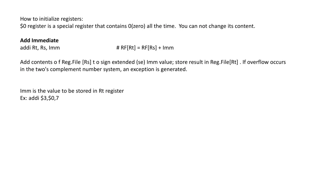 how to initialize registers 0 register