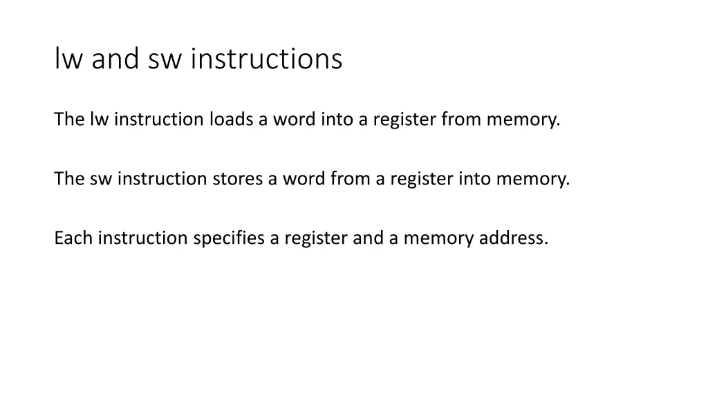 lw and sw instructions