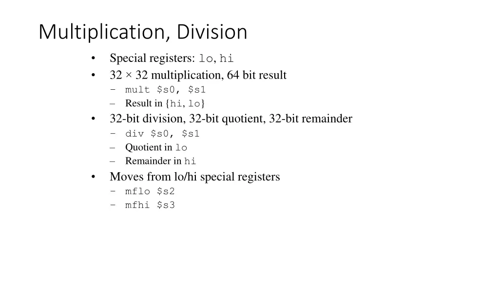 multiplication division special registers