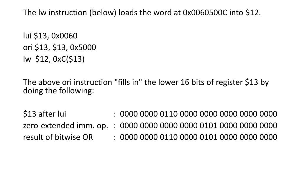 the lw instruction below loads the word