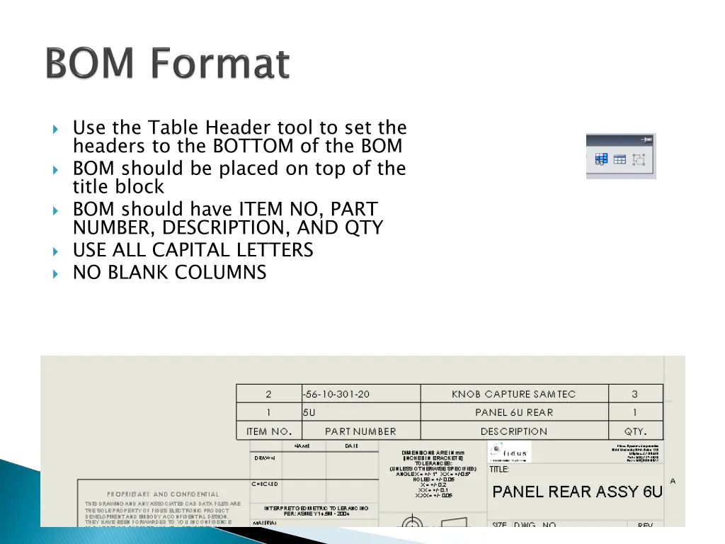 use the table header tool to set the headers