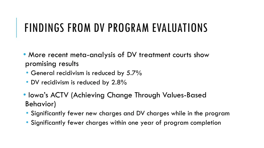 findings from dv program evaluations 1