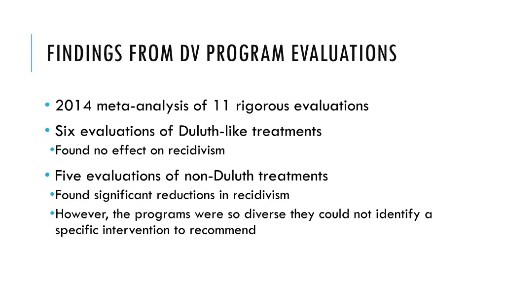 findings from dv program evaluations