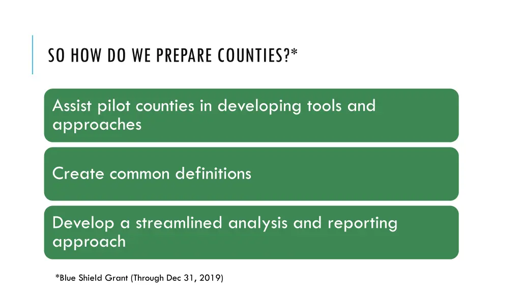 so how do we prepare counties