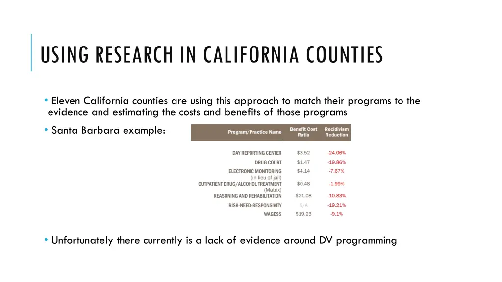 using research in california counties