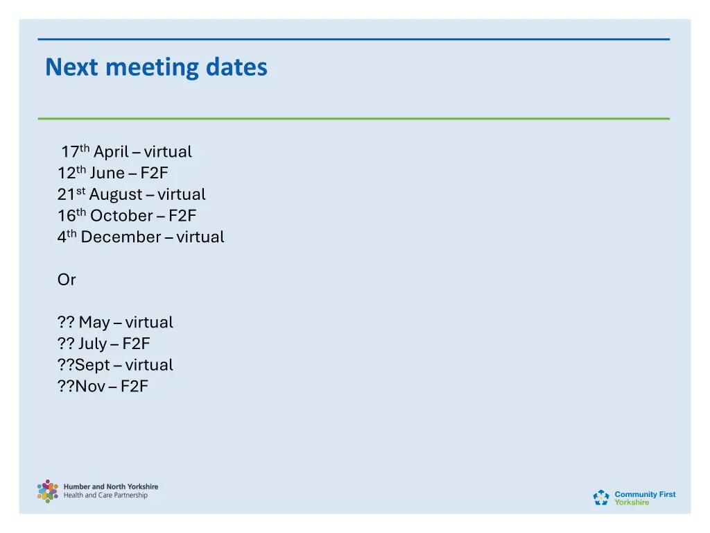 next meeting dates