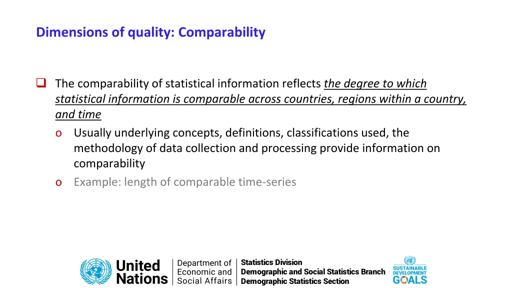 dimensions of quality comparability