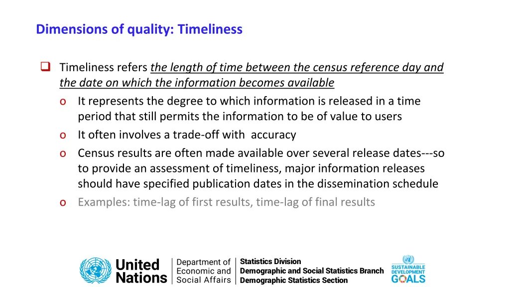 dimensions of quality timeliness