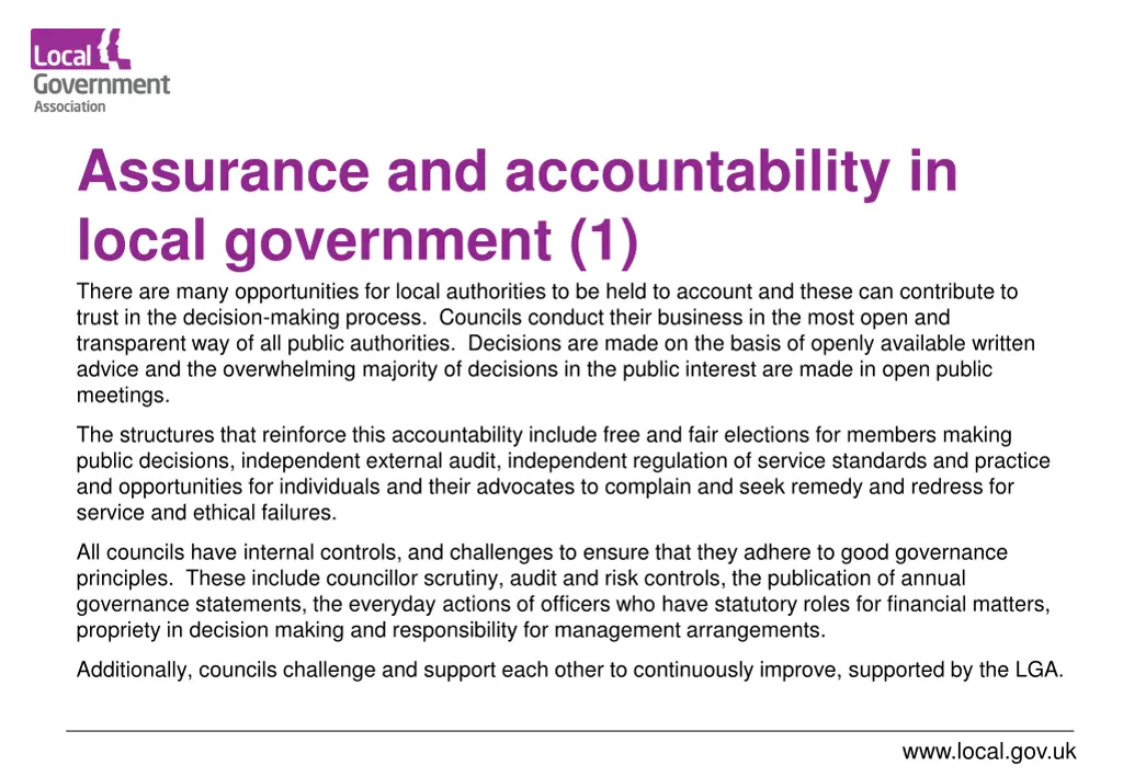 assurance and accountability in local government