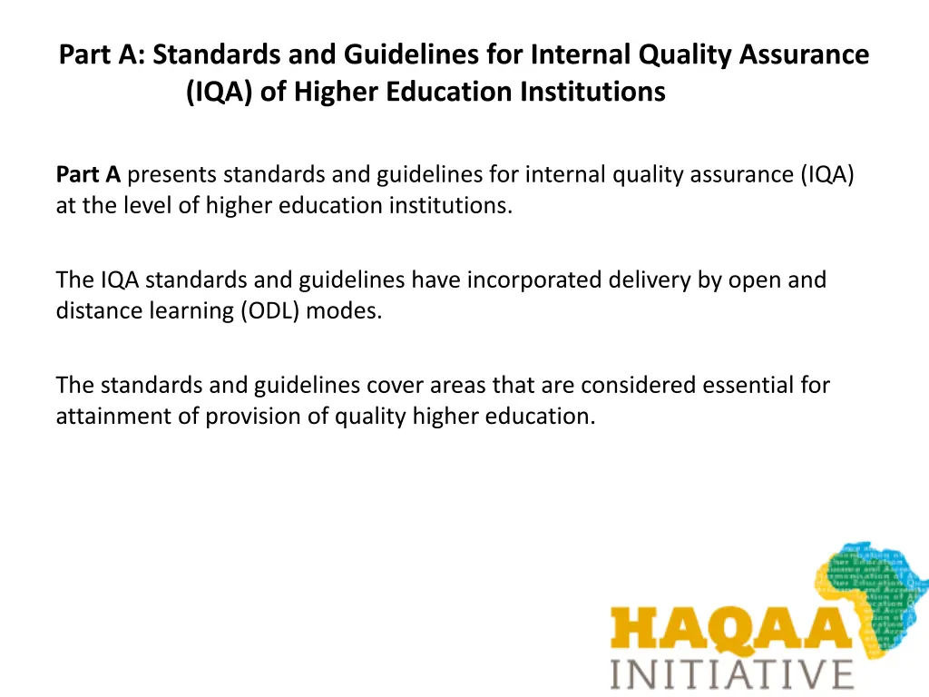 part a standards and guidelines for internal