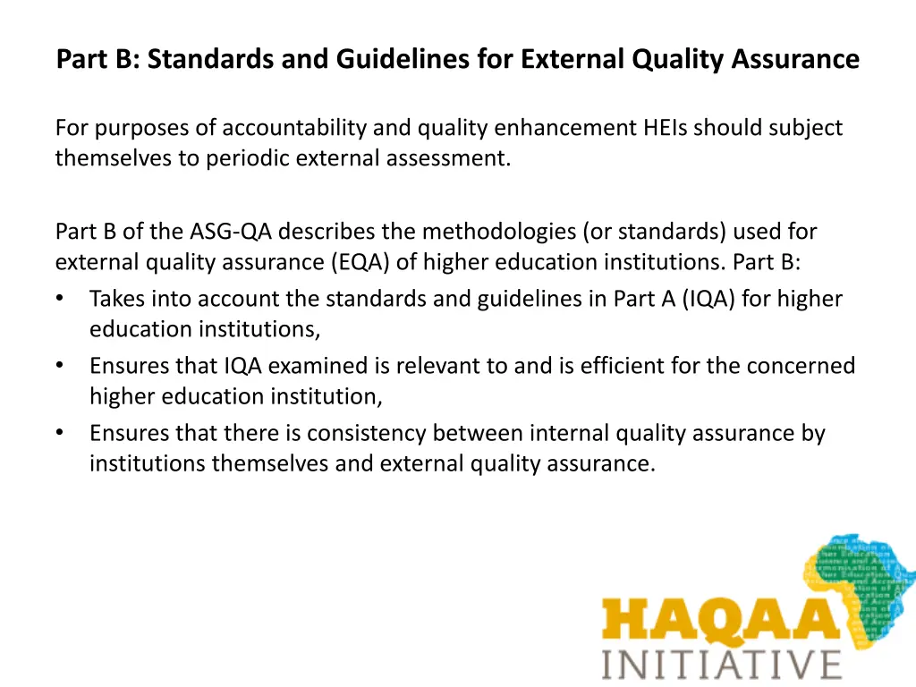 part b standards and guidelines for external