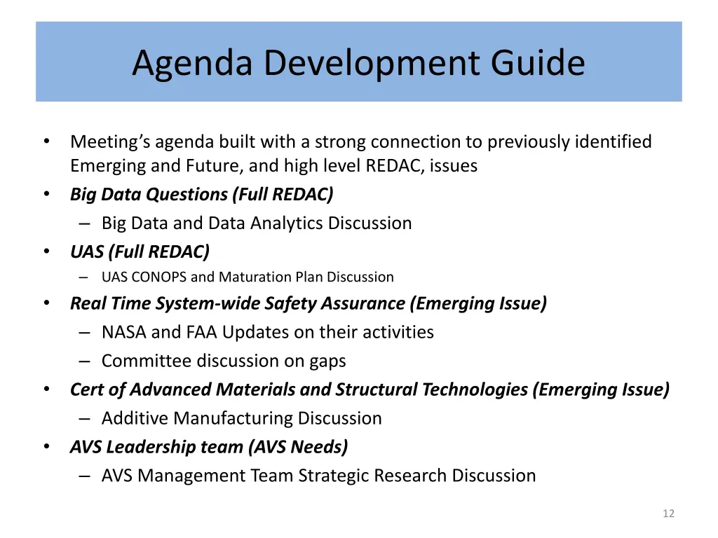 agenda development guide