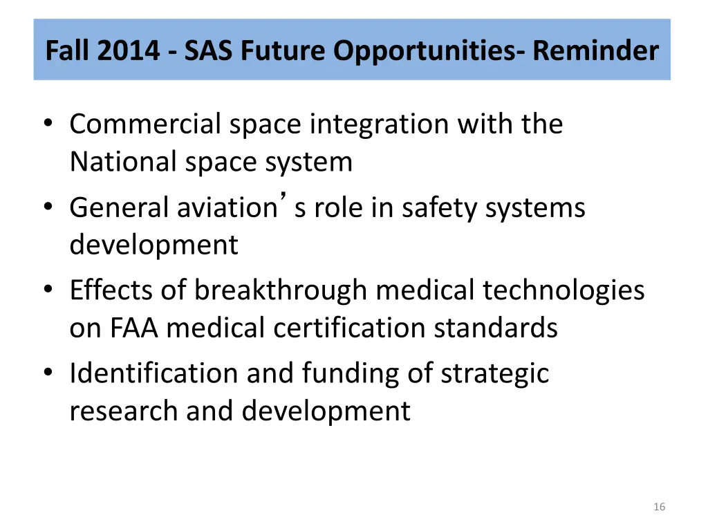 fall 2014 sas future opportunities reminder