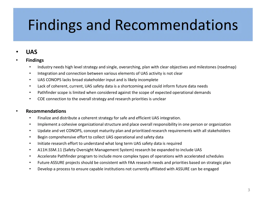 findings and recommendations