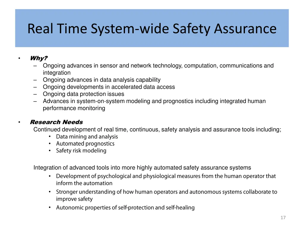 real time system wide safety assurance