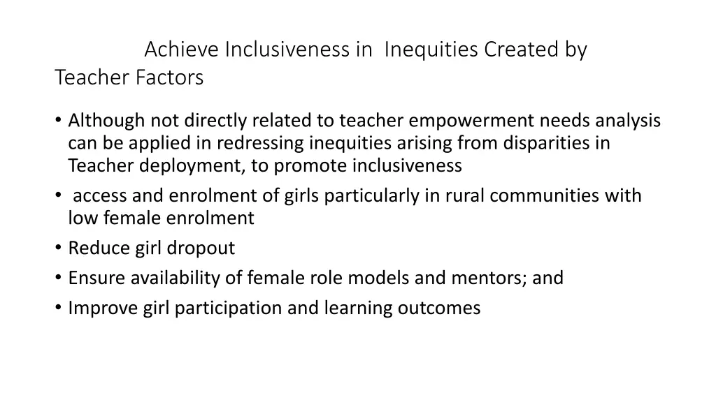 achieve inclusiveness in inequities created