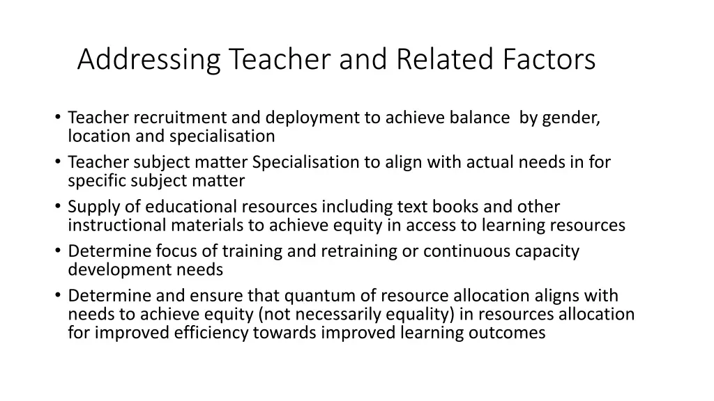 addressing teacher and related factors