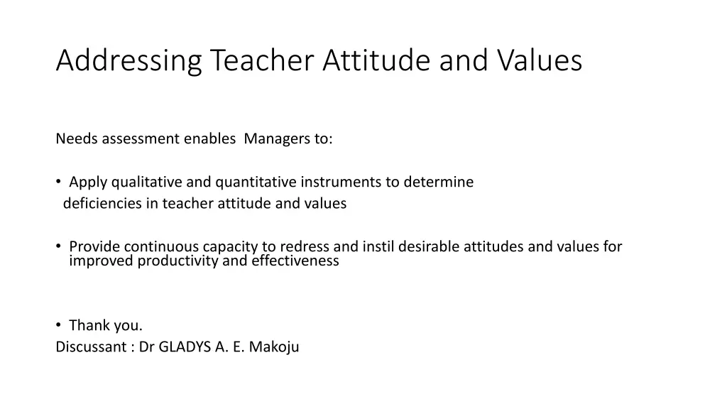 addressing teacher attitude and values