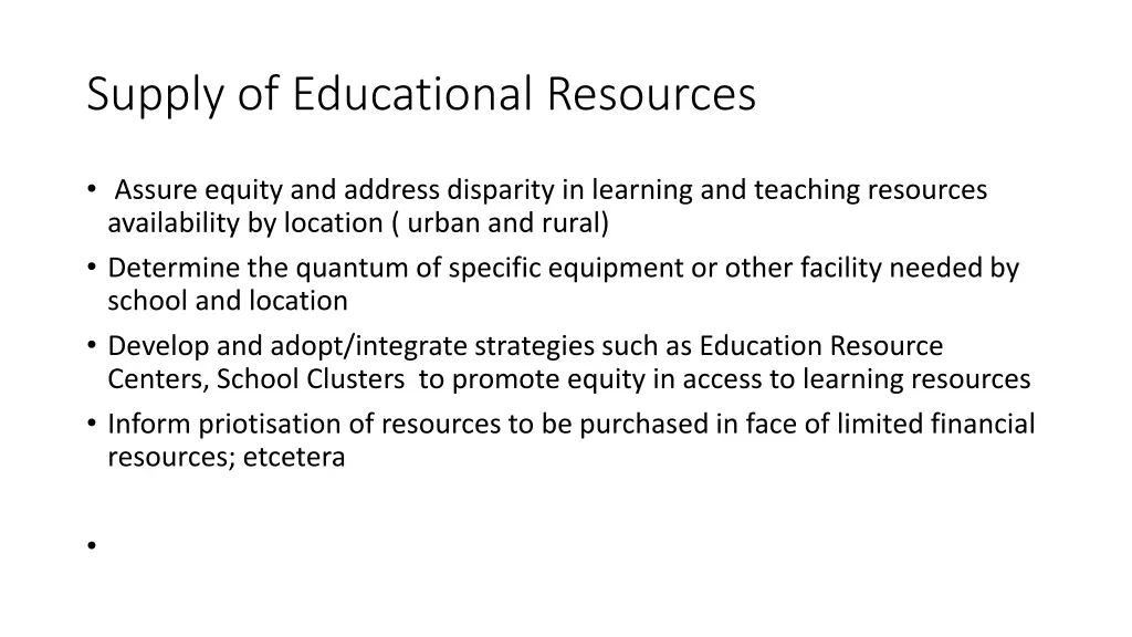 supply of educational resources