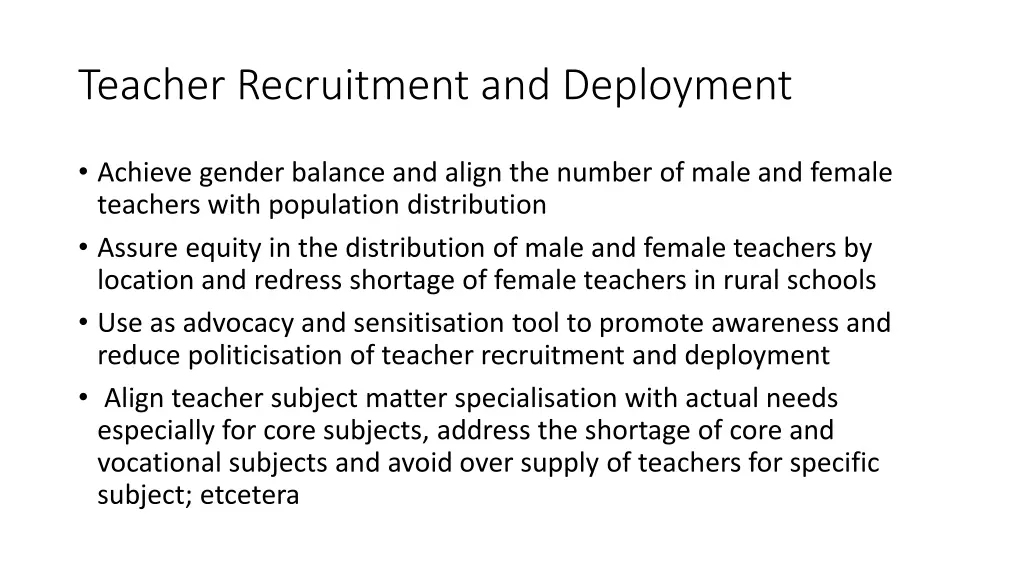 teacher recruitment and deployment