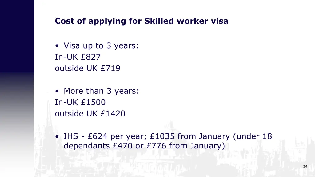 cost of applying for skilled worker visa