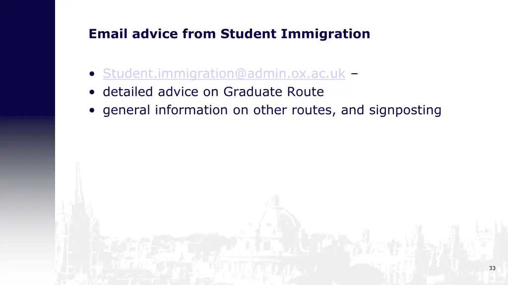 email advice from student immigration