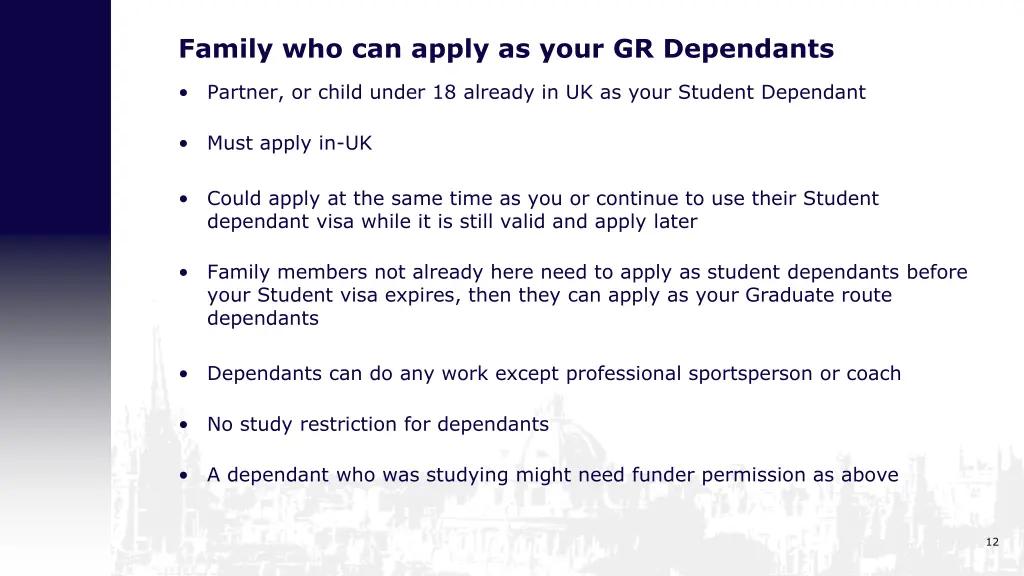 family who can apply as your gr dependants