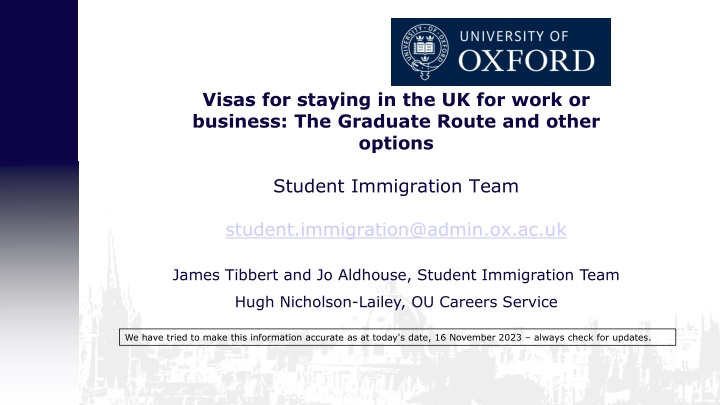 visas for staying in the uk for work or business