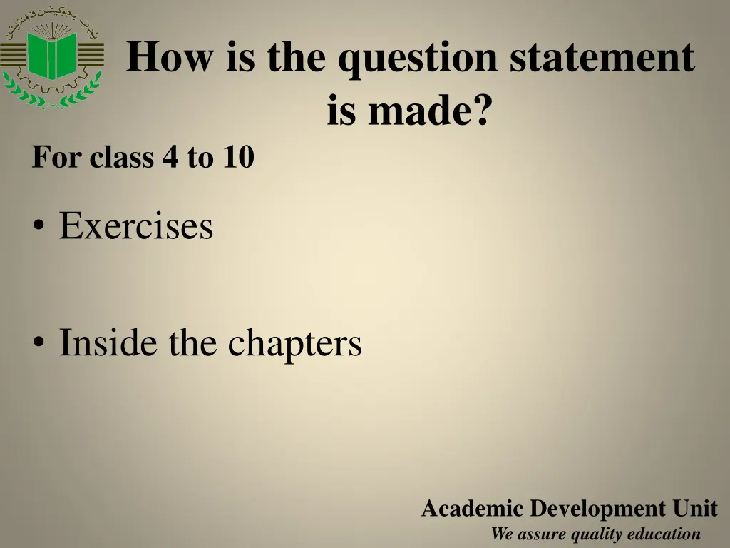 how is the question statement is made 1