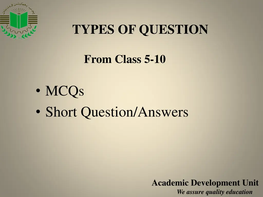 types of question 1