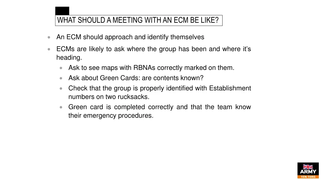 ecm what should a meeting with an ecm be like