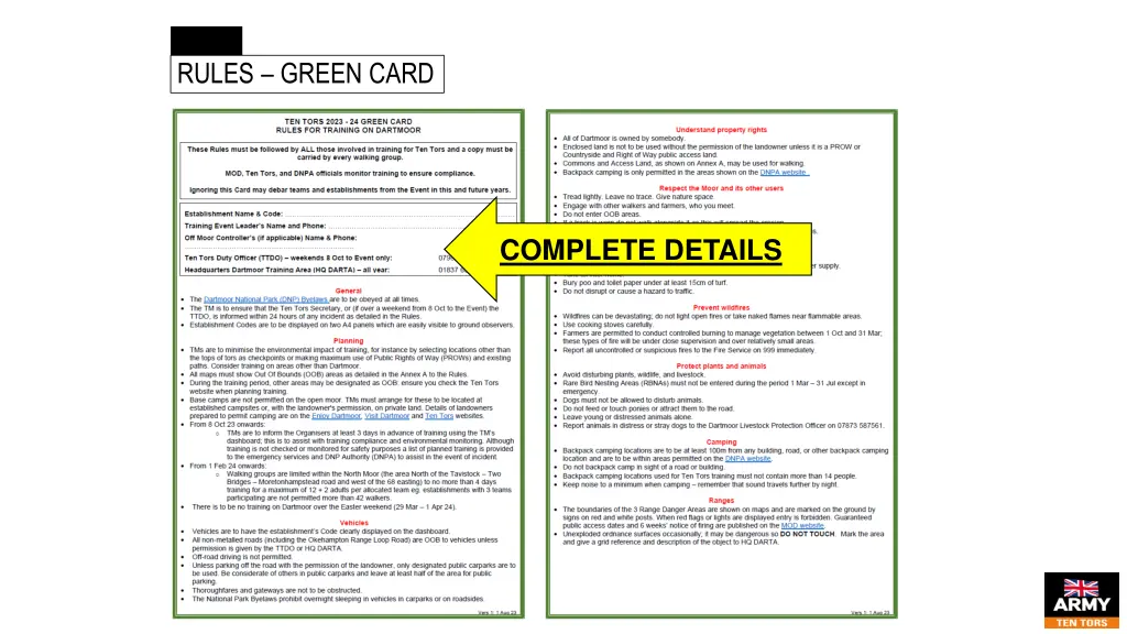 training rules green card