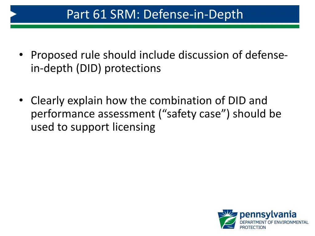 part 61 srm defense in depth