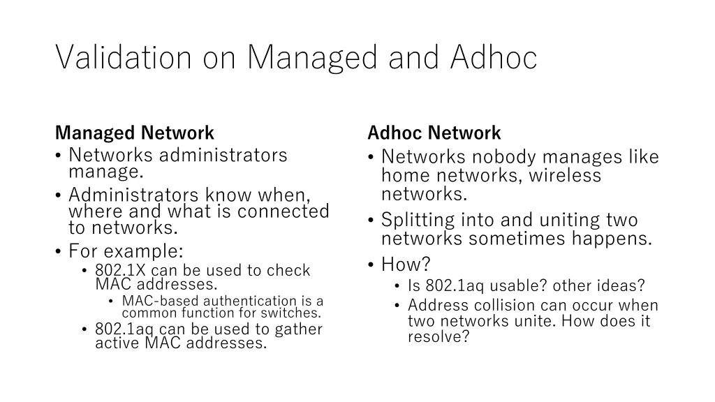 validation on managed and adhoc