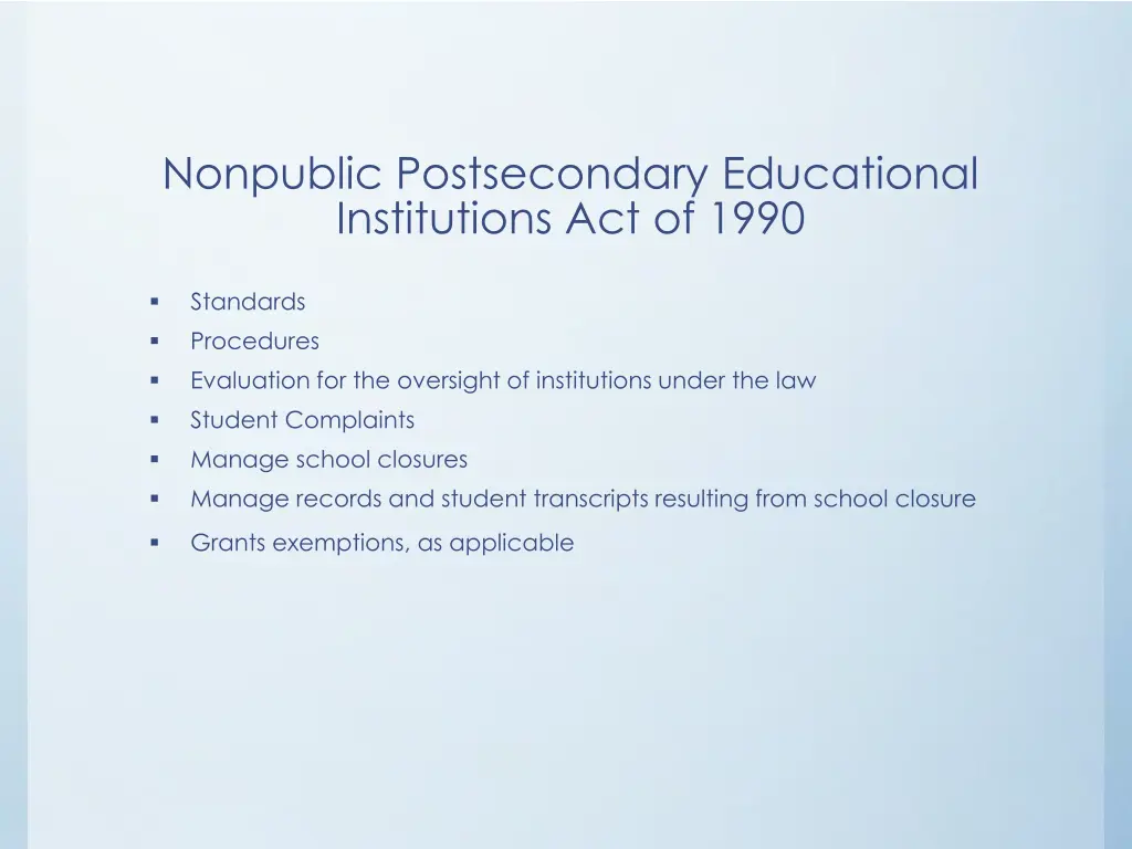 nonpublic postsecondary educational institutions