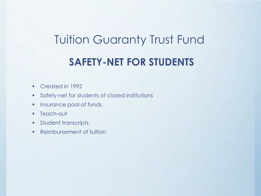 tuition guaranty trust fund