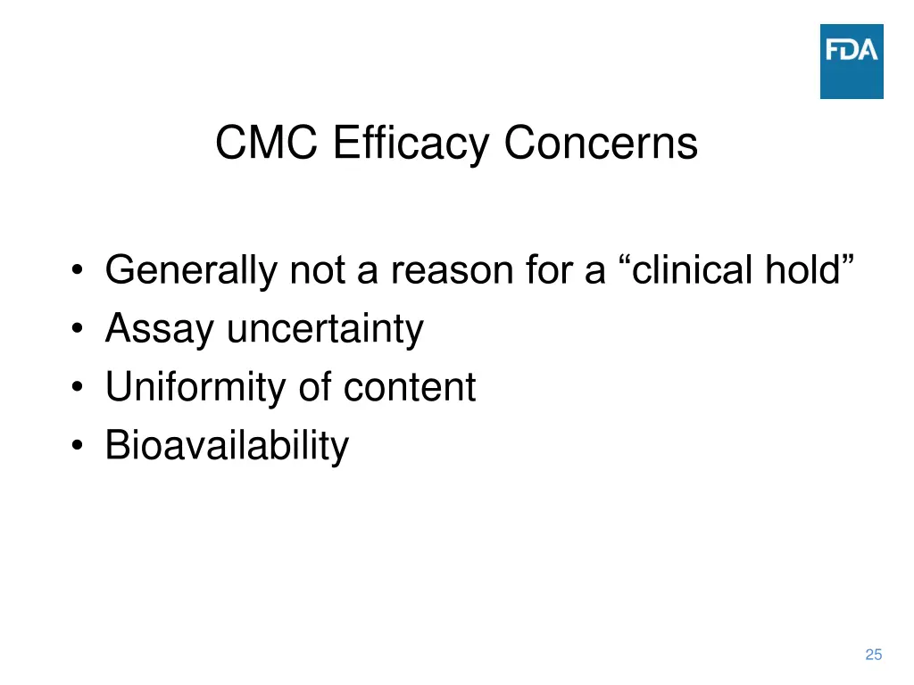 cmc efficacy concerns