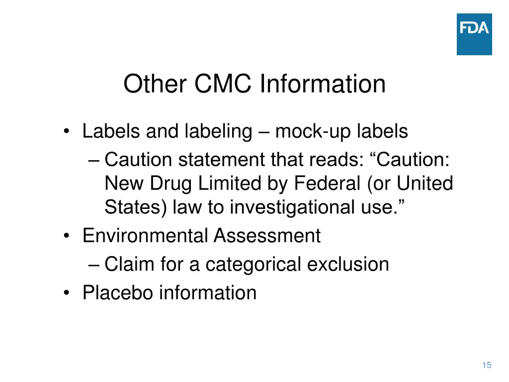 other cmc information