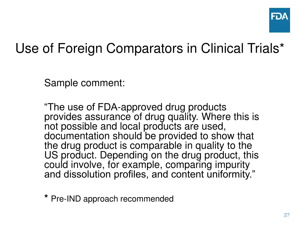 use of foreign comparators in clinical trials