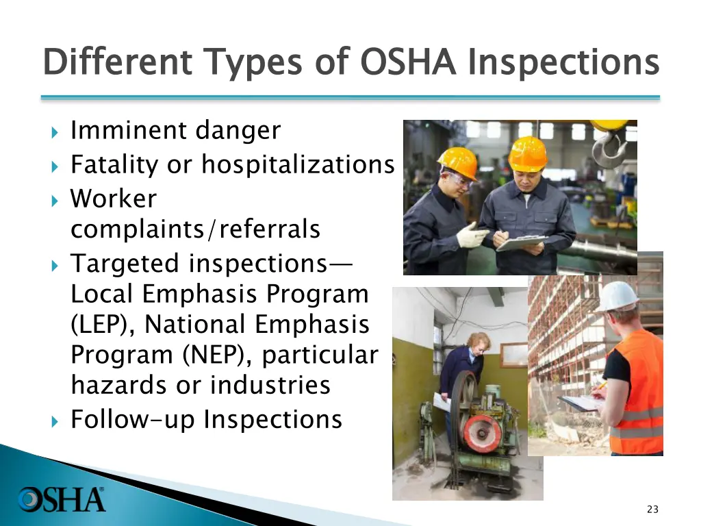 different types of osha inspections