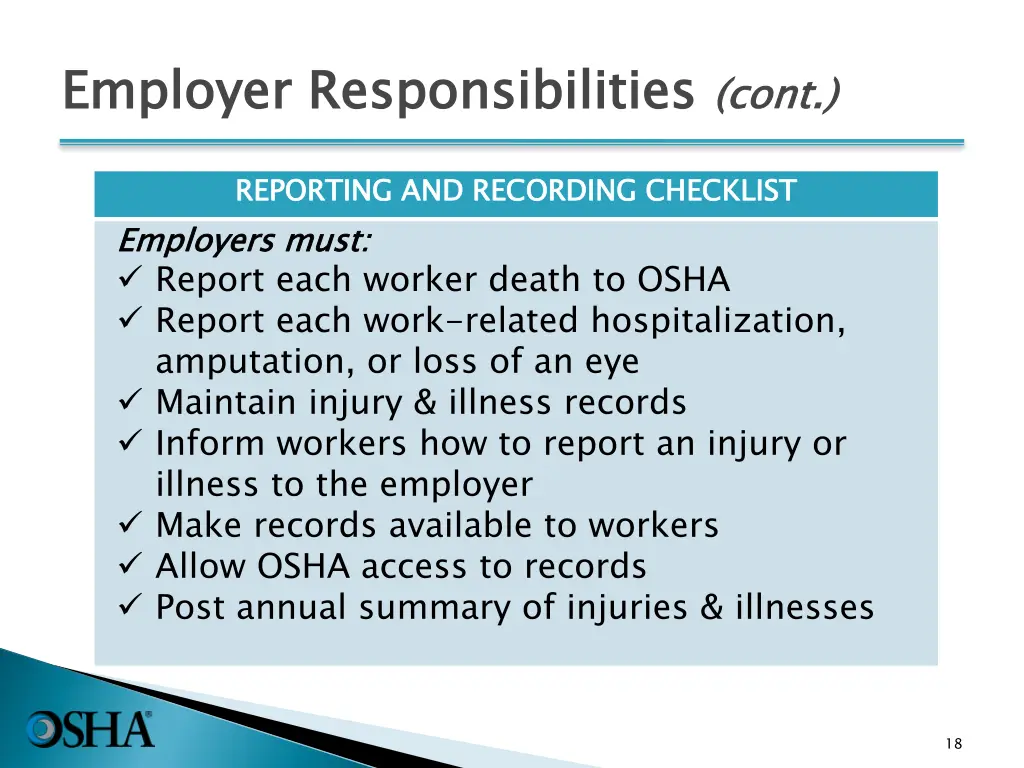 employer responsibilities