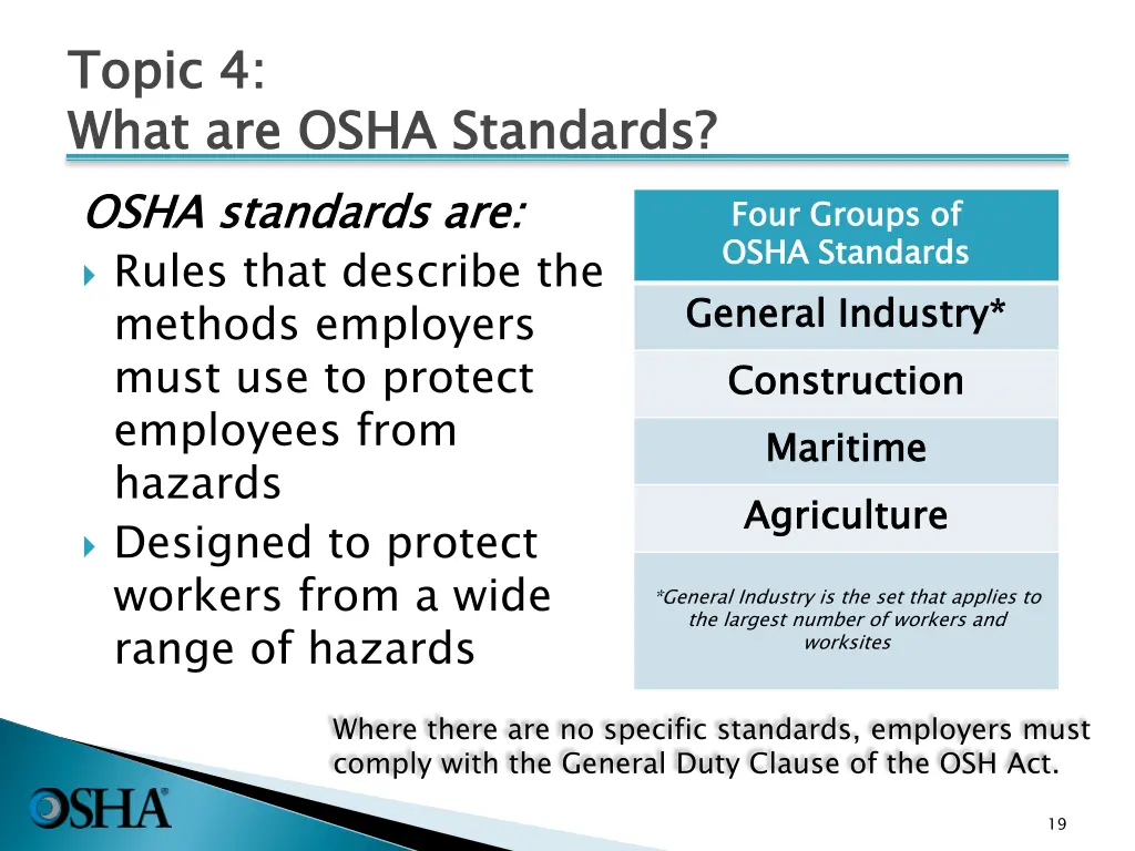 topic 4 what are osha standards osha standards