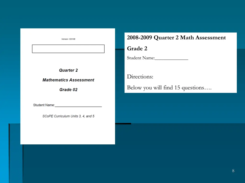 2008 2009 quarter 2 math assessment