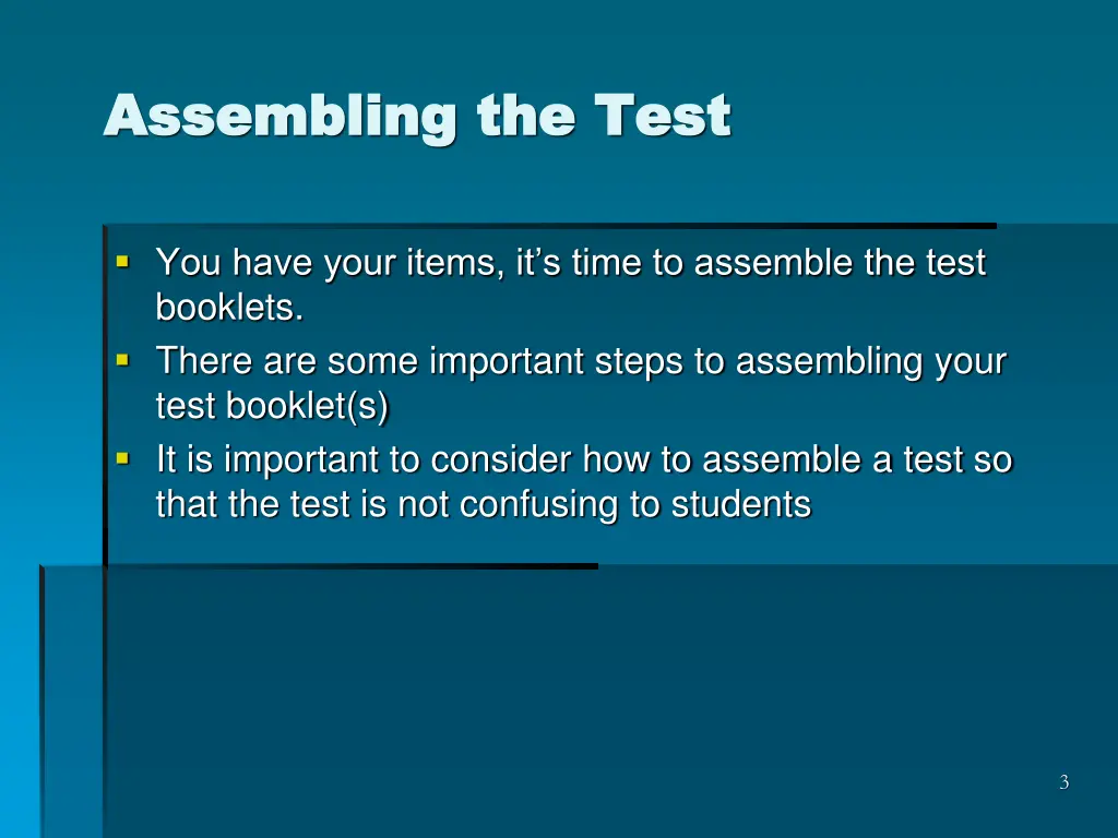 assembling the test assembling the test