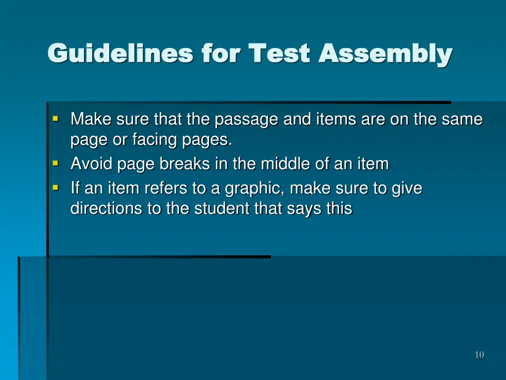 guidelines for test assembly guidelines for test