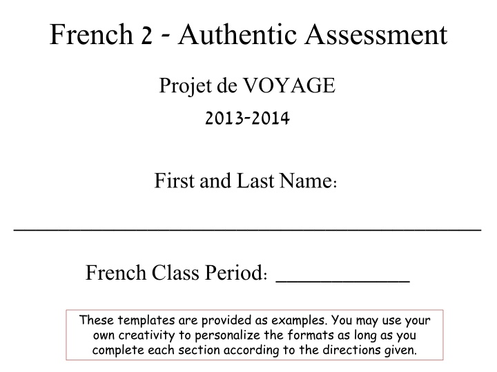 french 2 authentic assessment