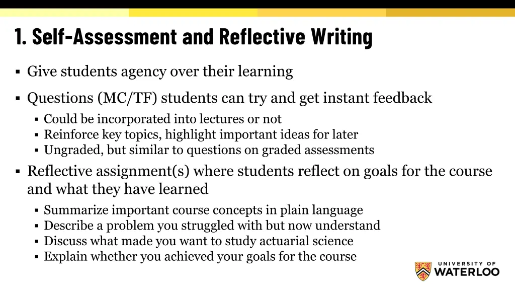 1 self assessment and reflective writing