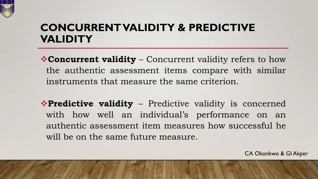 concurrent validity predictive validity